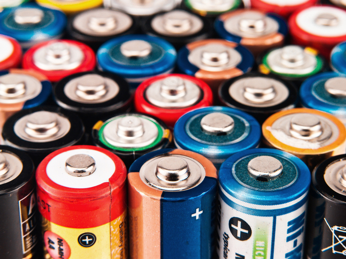 Concept background of colorful batteries